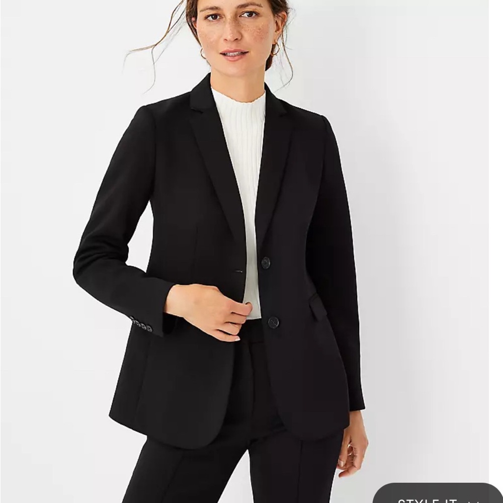 ann taylor black blazer petite 8P